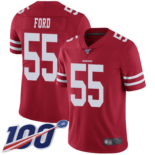San Francisco 49ers Limited Red Men Dee Ford Home NFL Jersey 55 100th Season Vapor Untouchable